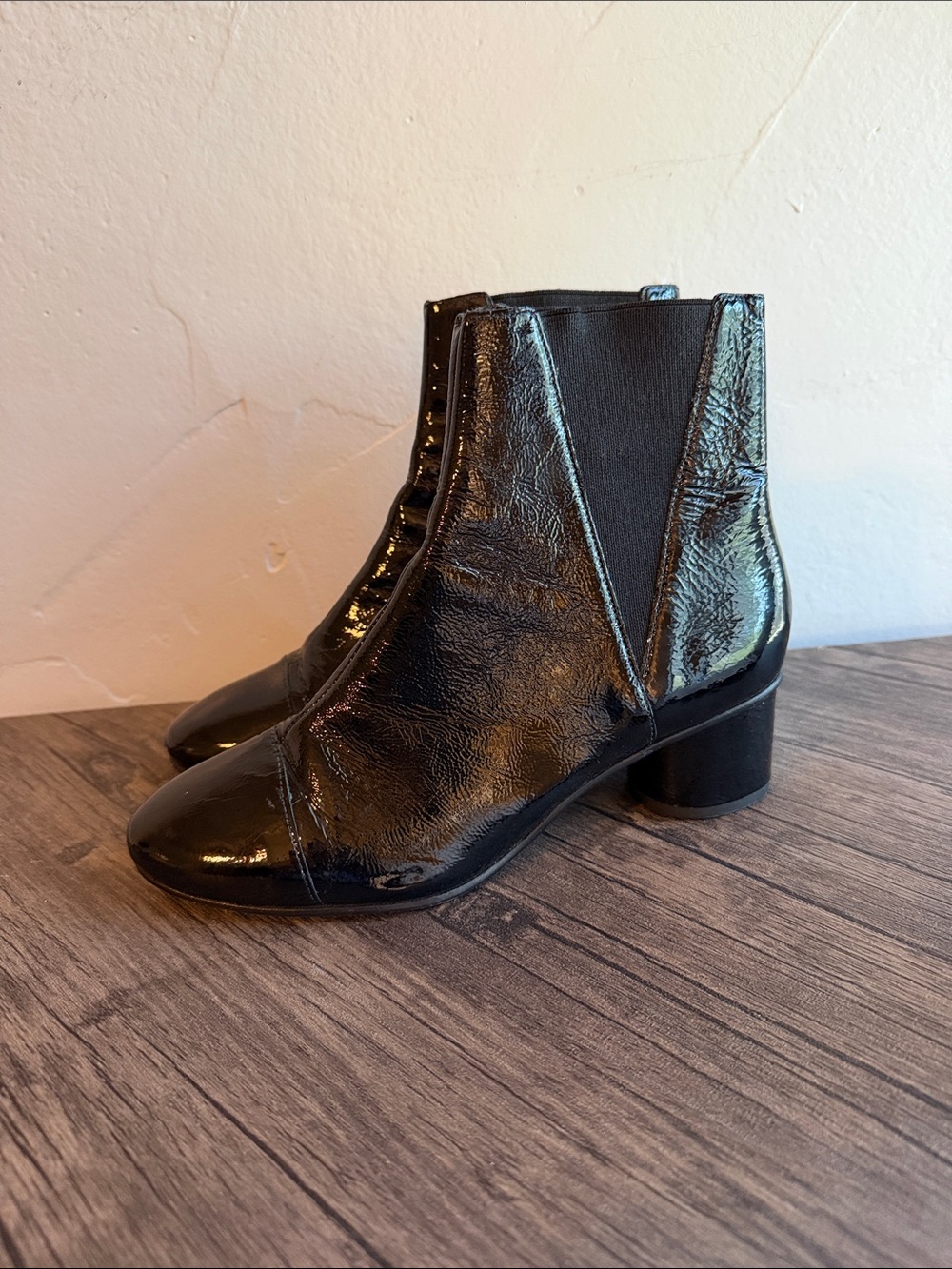 Rebecca Minkoff Izette Black Patent Leather Ankle Booties